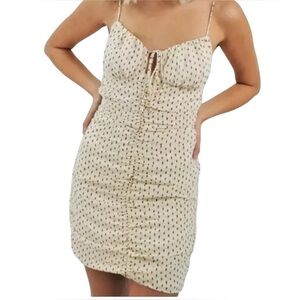 Cotton Candy LA Cream Ruched Mini Dress Medium